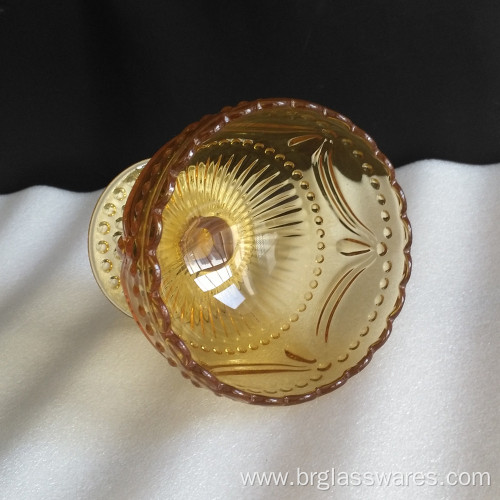 Amber Glass Ice Cream Bowls with Uique Pattern Design